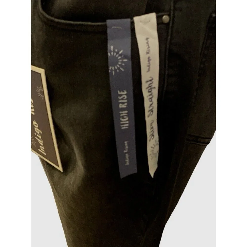 Indigo Rising Womens High Rise Slim Straight Denim Jeans Jr Size 13/31  Black - Picture 12 of 16